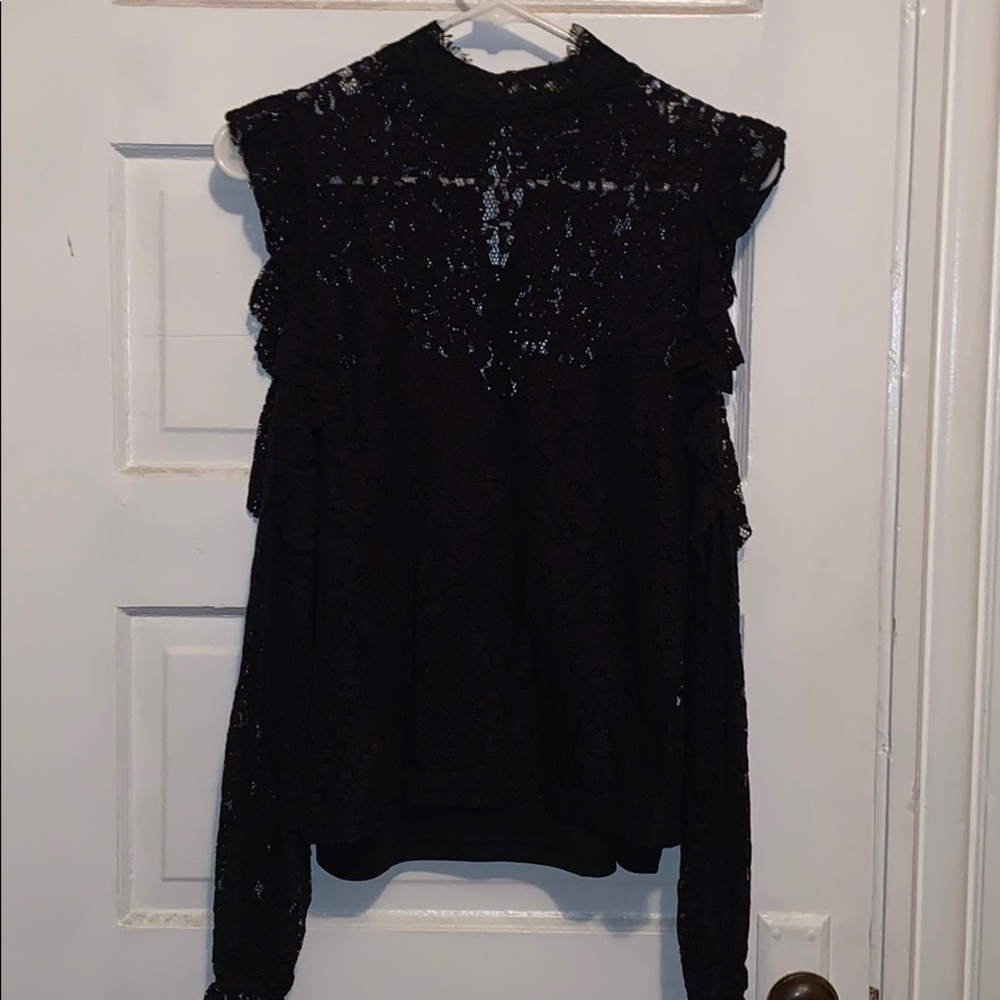 high neck lace top